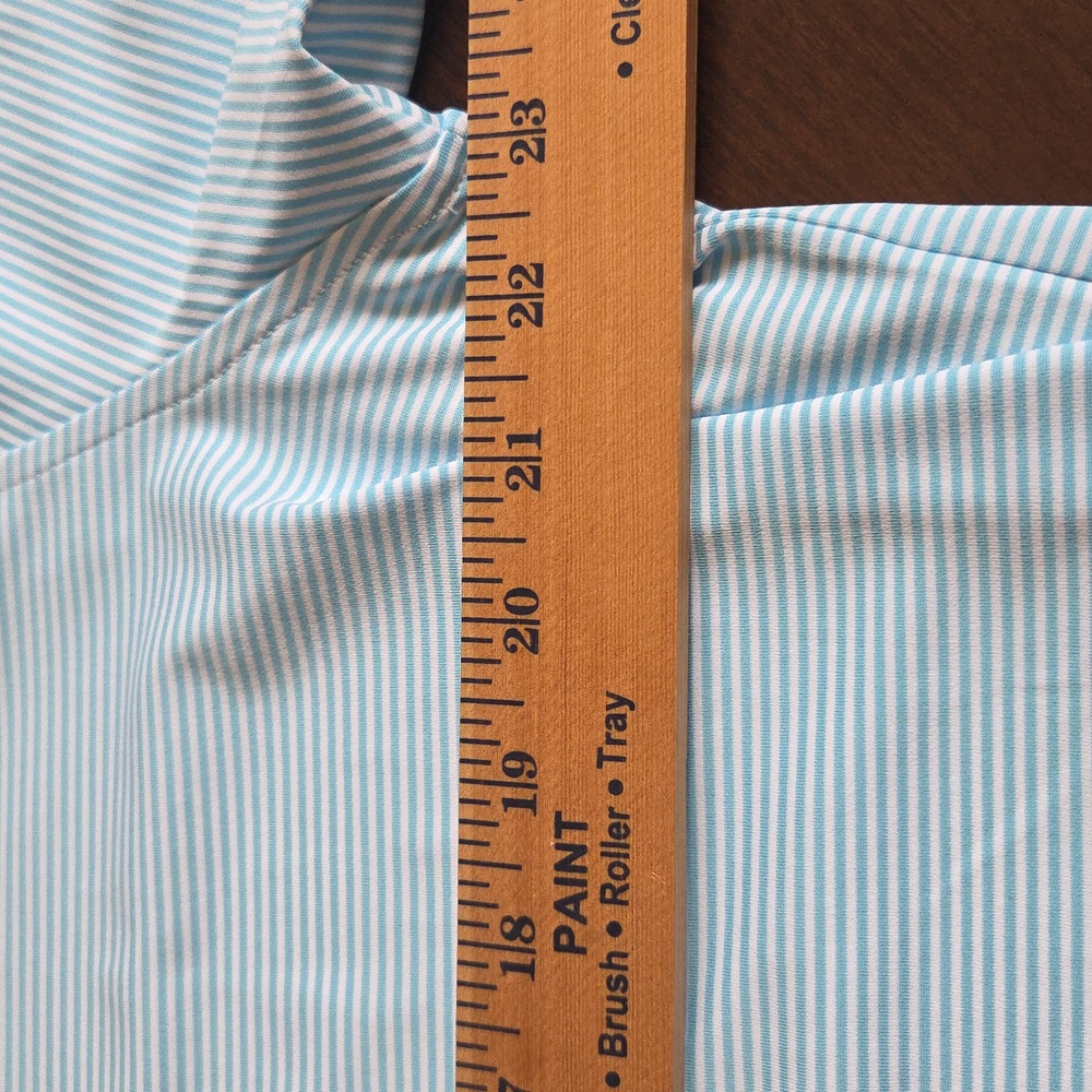 Beautiful Men's Turquoise And White Striped Golf Shirt In New Perfect Condition! - Picture 12 of 14